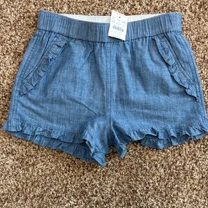 Crewcuts Blue Chambray Ruffle-Hem Shorts